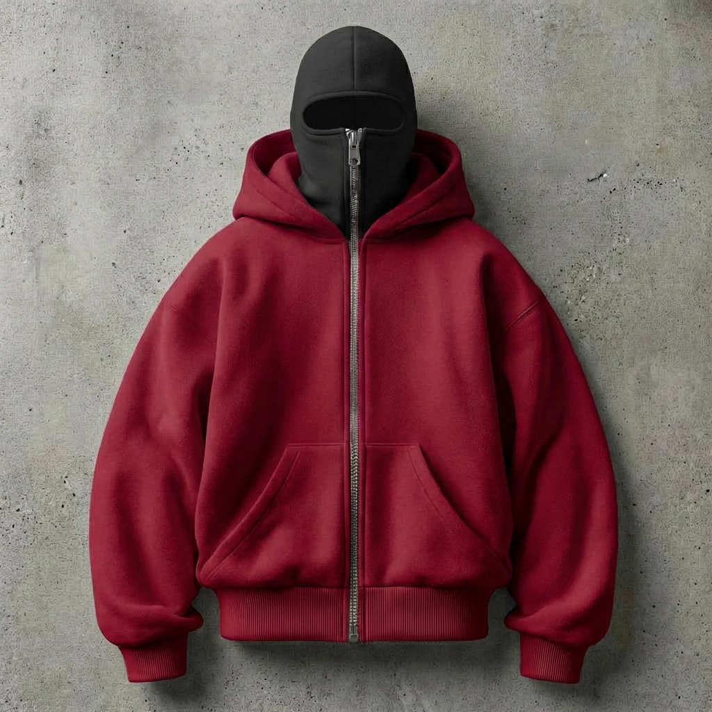 Double-Hood Fleece Zip Hoodie