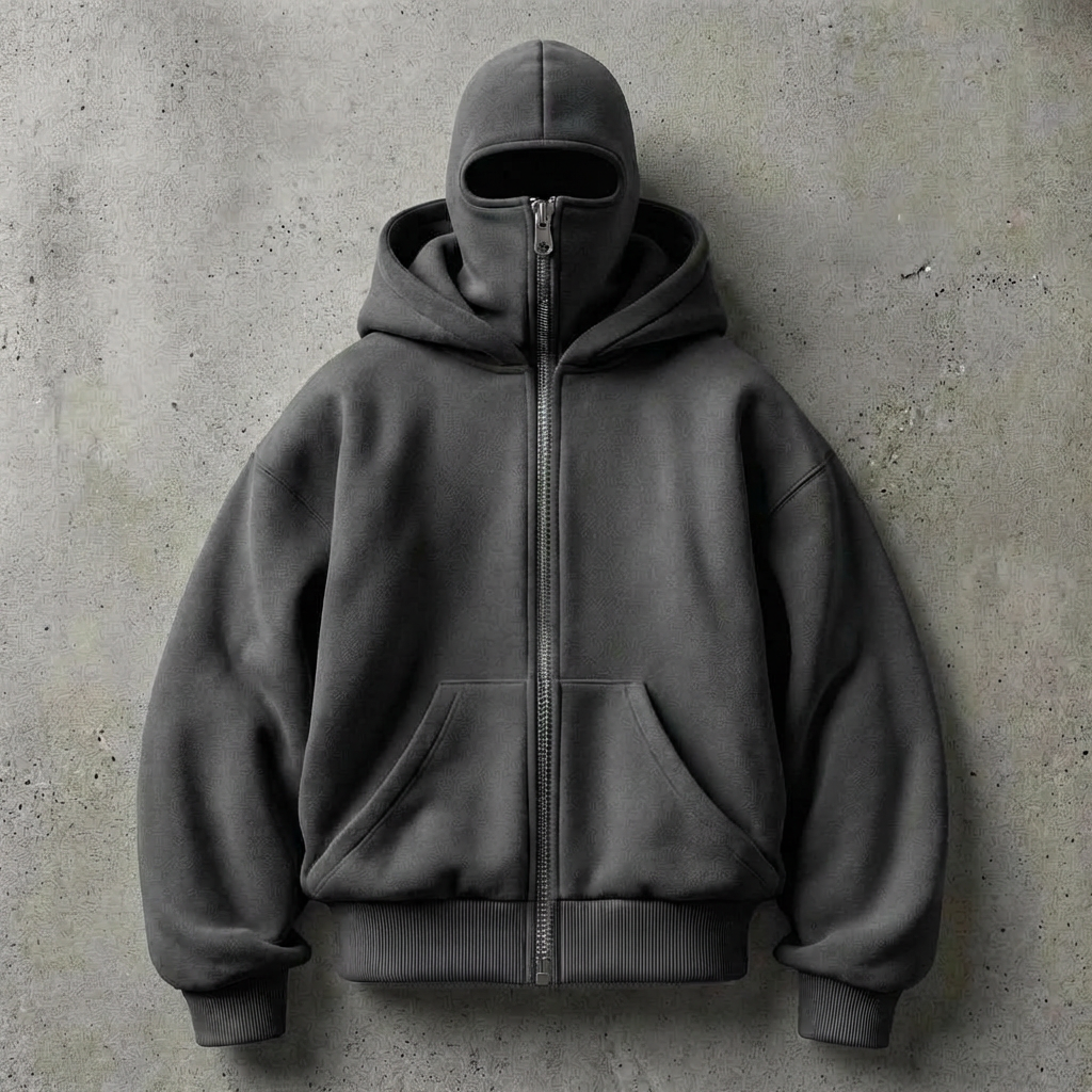 Double-Hood Fleece Zip Hoodie