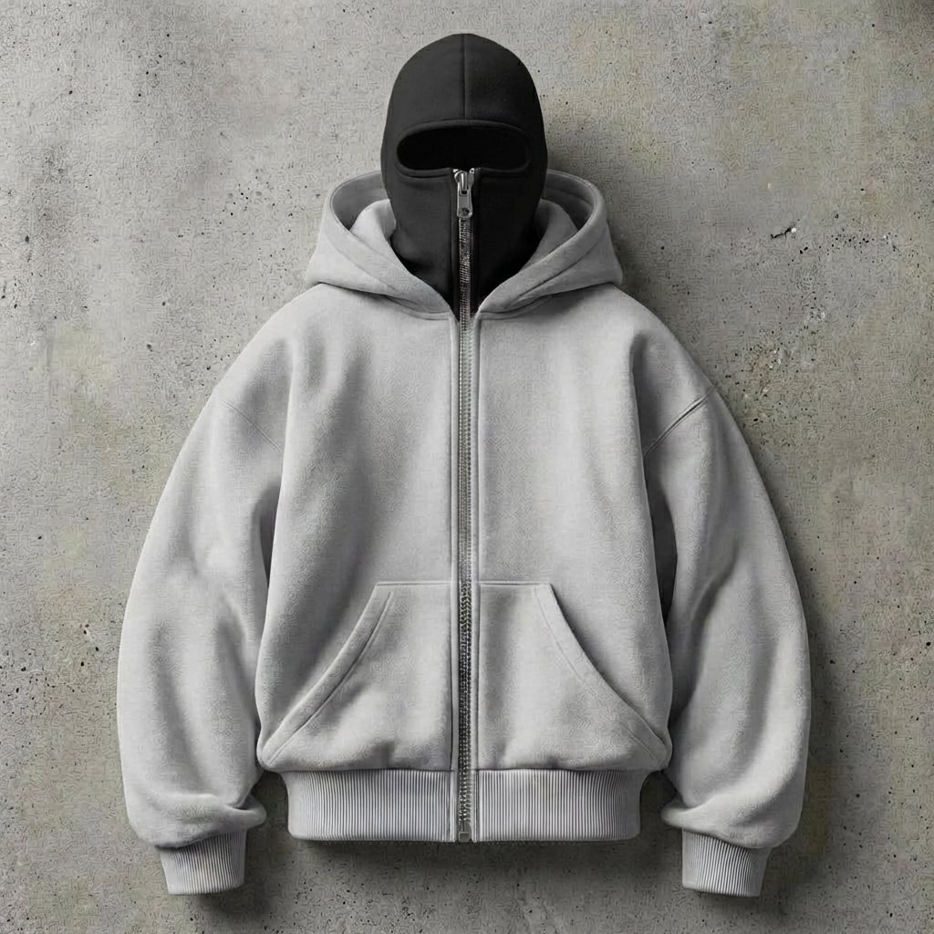 Double-Hood Fleece Zip Hoodie